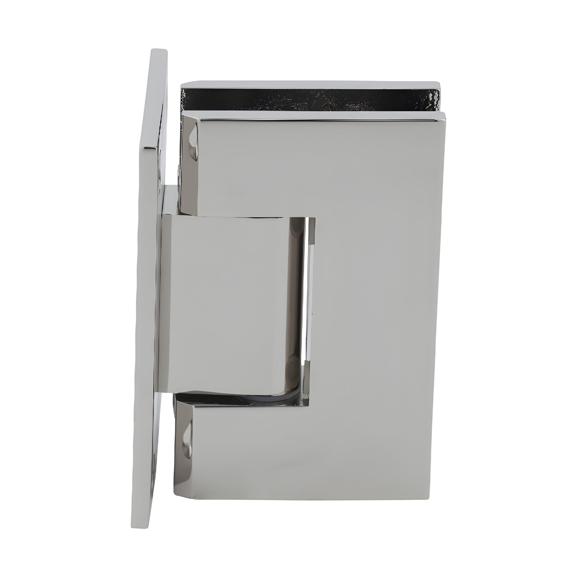 GEN537PN polished nickel Geneva shower hinge, solid brass wall-mount, for 8-12 mm tempered glass