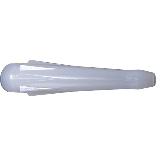White polyethylene screw-on adapter nozzle for sealant guides, 2-1/2in length, 5/8in tip (SKU 989)