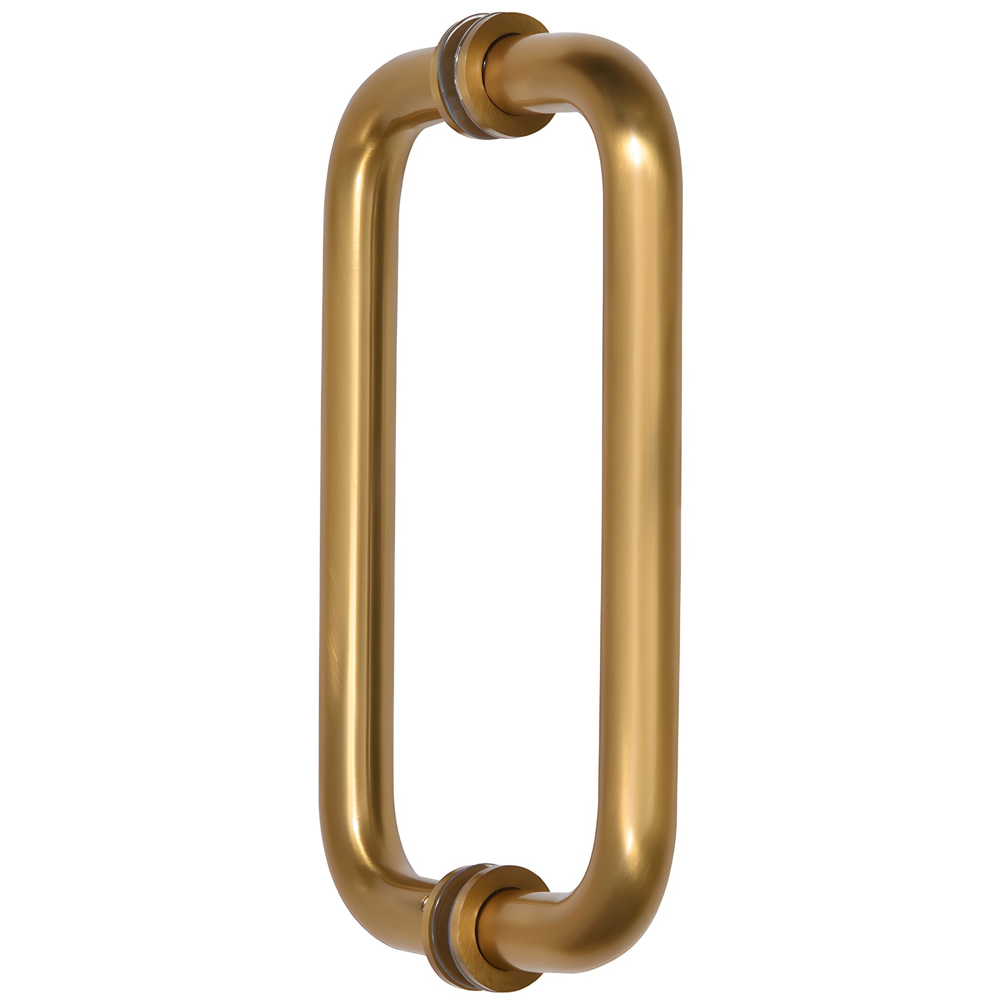 SPH8MG modern gold solid brass back-to-back rectangular pull handle for 1/4-1/2 tempered glass, 8 c-c.