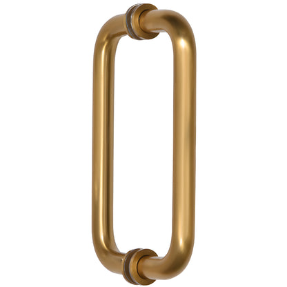 SPH8MG modern gold solid brass back-to-back rectangular pull handle for 1/4-1/2 tempered glass, 8 c-c.