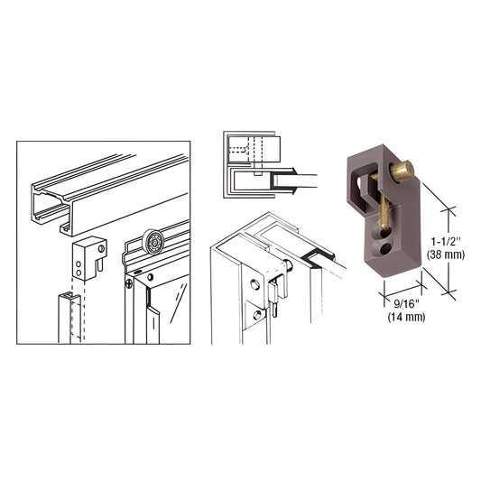 CRL D53DURH right-hand pass-thru window catch, Duranodic bronze anodized jamb-mounted plunger.
