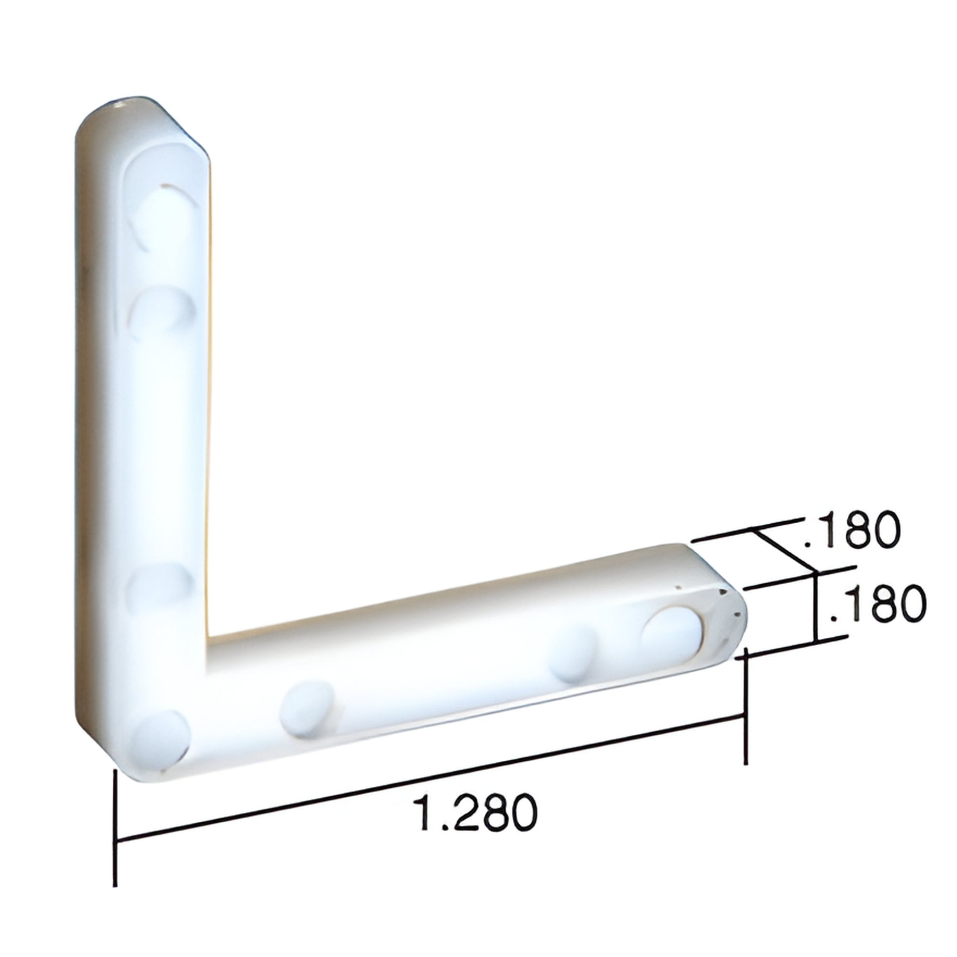 CK180B white nylon L-shaped corner key for storm windows, 1.280 in leg, 0.180 in width