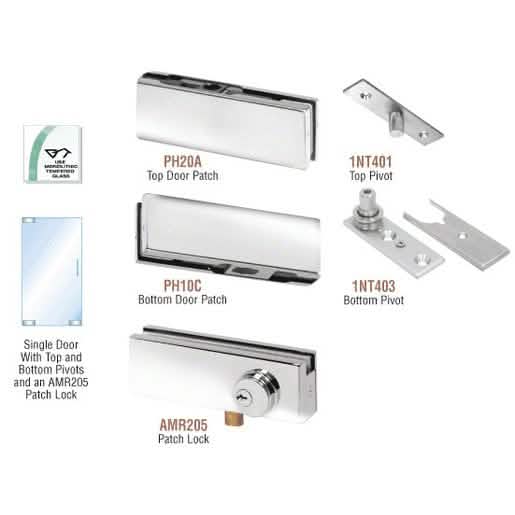 CRL Polished Stainless Patch Door Kit with Lock - Sleek, Secure, Durable Design