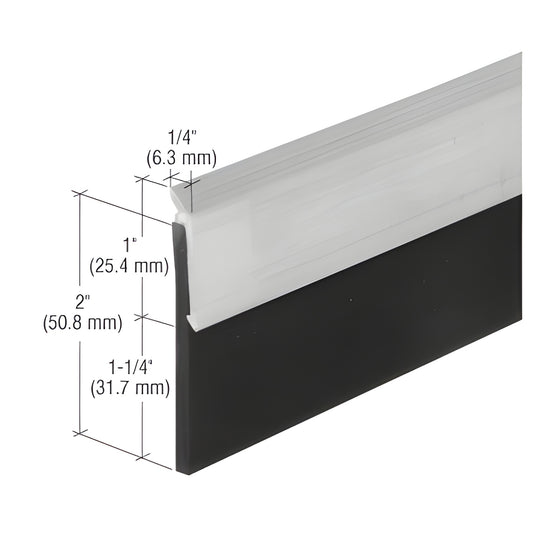 Aluminum door bottom sweep with 2 in black neoprene seal, 48 in length, SKU 33N2A48