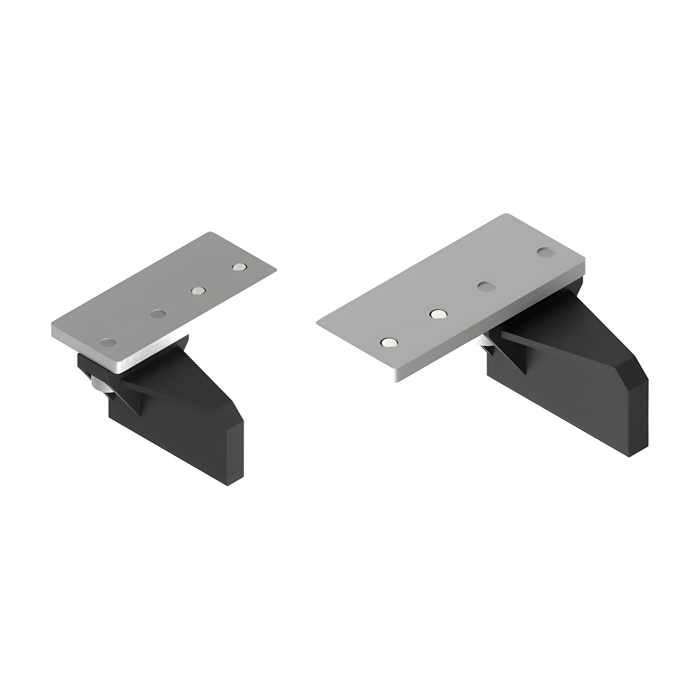 CRL6942 replacement roller stops for CRL695 sliding door kits - two black wedge stops with silver mounting plates.