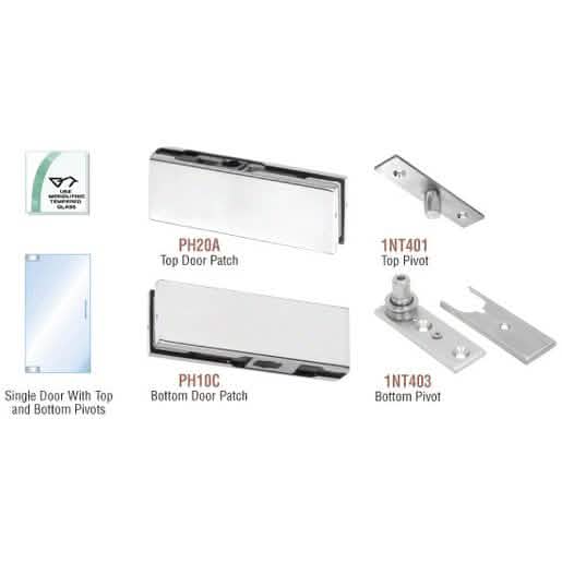 CRL Satin Anodized North American Patch Door Kit - No Lock, Sleek Design, Durable Finish
