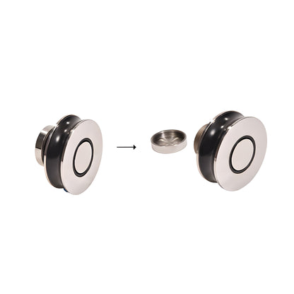 Colonia 78" premium sliding glass shower door with polished stainless steel header and round top rollers. SKU CLN78PS