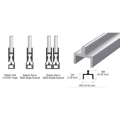 CRL Satin Anodized Aluminum Single Bottom Rail for Glass Doors