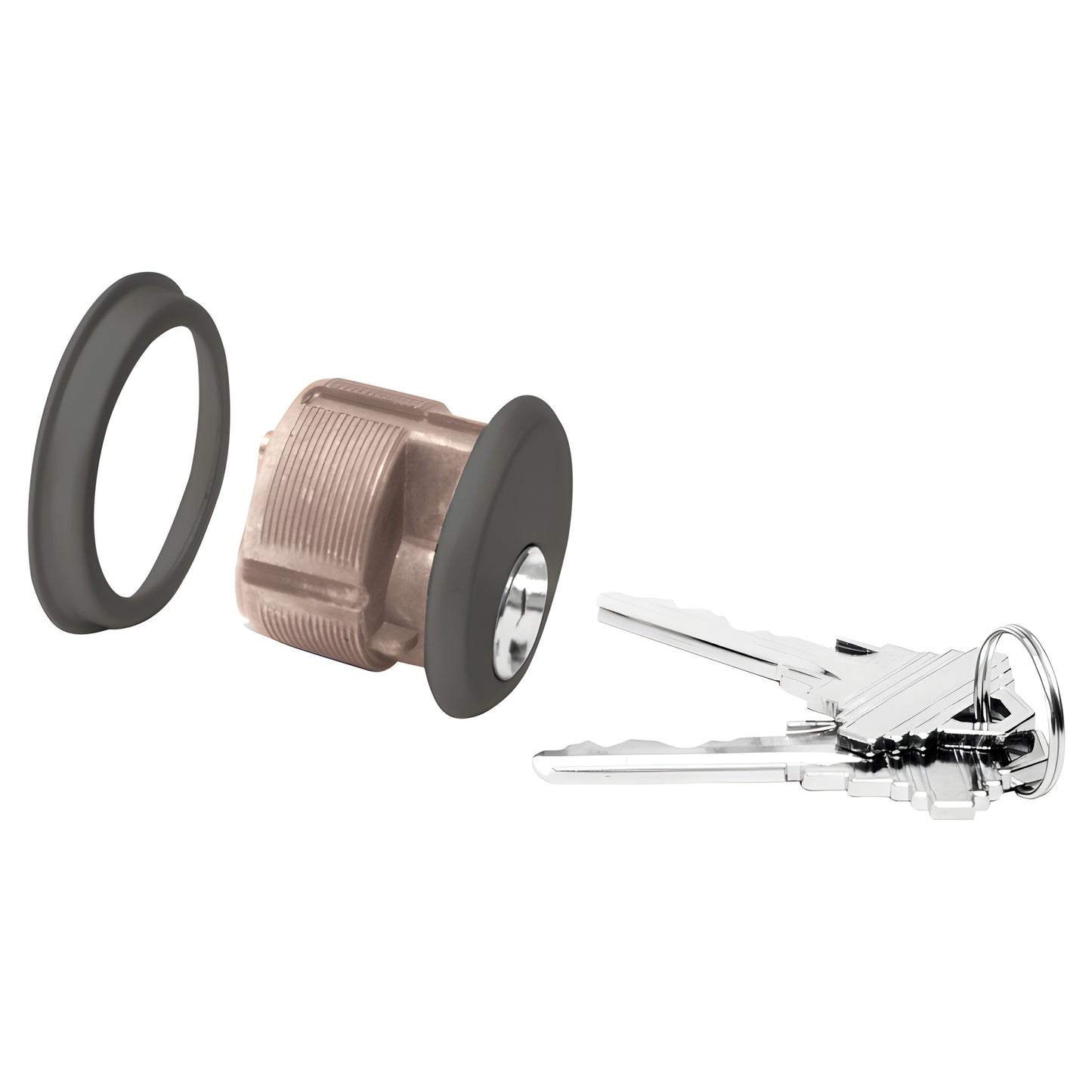 CRL DL2170SCKADU dark bronze 5-pin diecast zinc mortise key cylinder with ring and two keys, Schlage C or Yale keyway.
