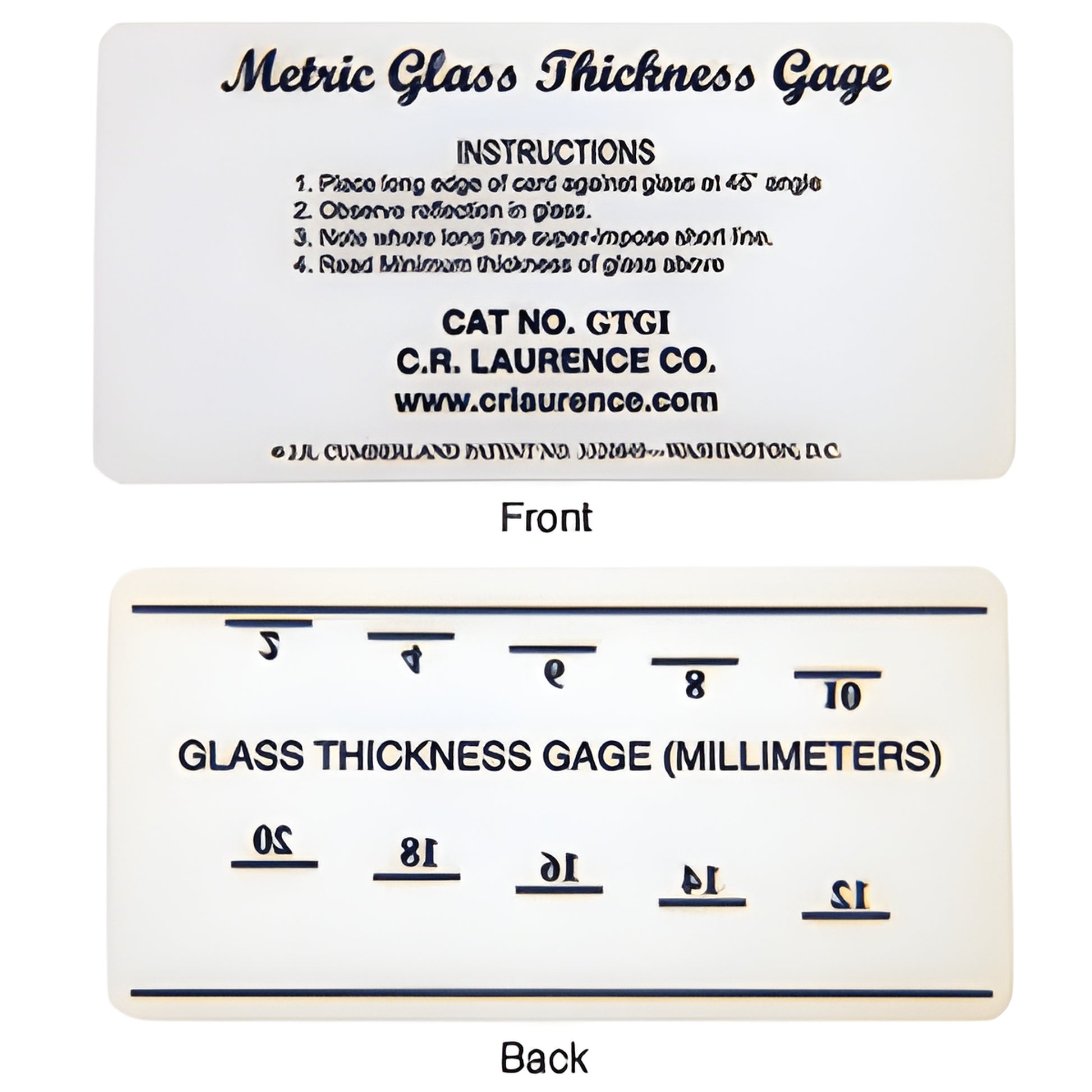 CRL GTG1 metric glass thickness gauge, lightweight plastic card for measuring glass on installed and double glazed windows
