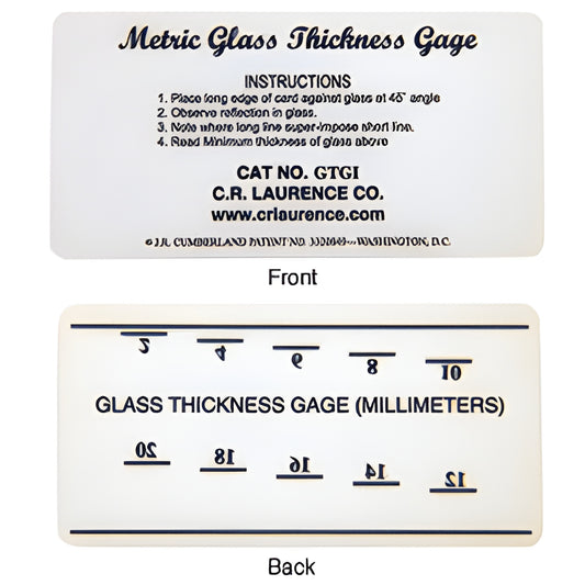 CRL GTG1 metric glass thickness gauge, lightweight plastic card for measuring glass on installed and double glazed windows