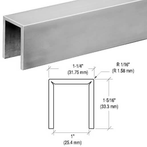 CRL Brushed Stainless Cap Railing for 3/4" Glass, Crisp Corner, 11 Gauge, 144" Length