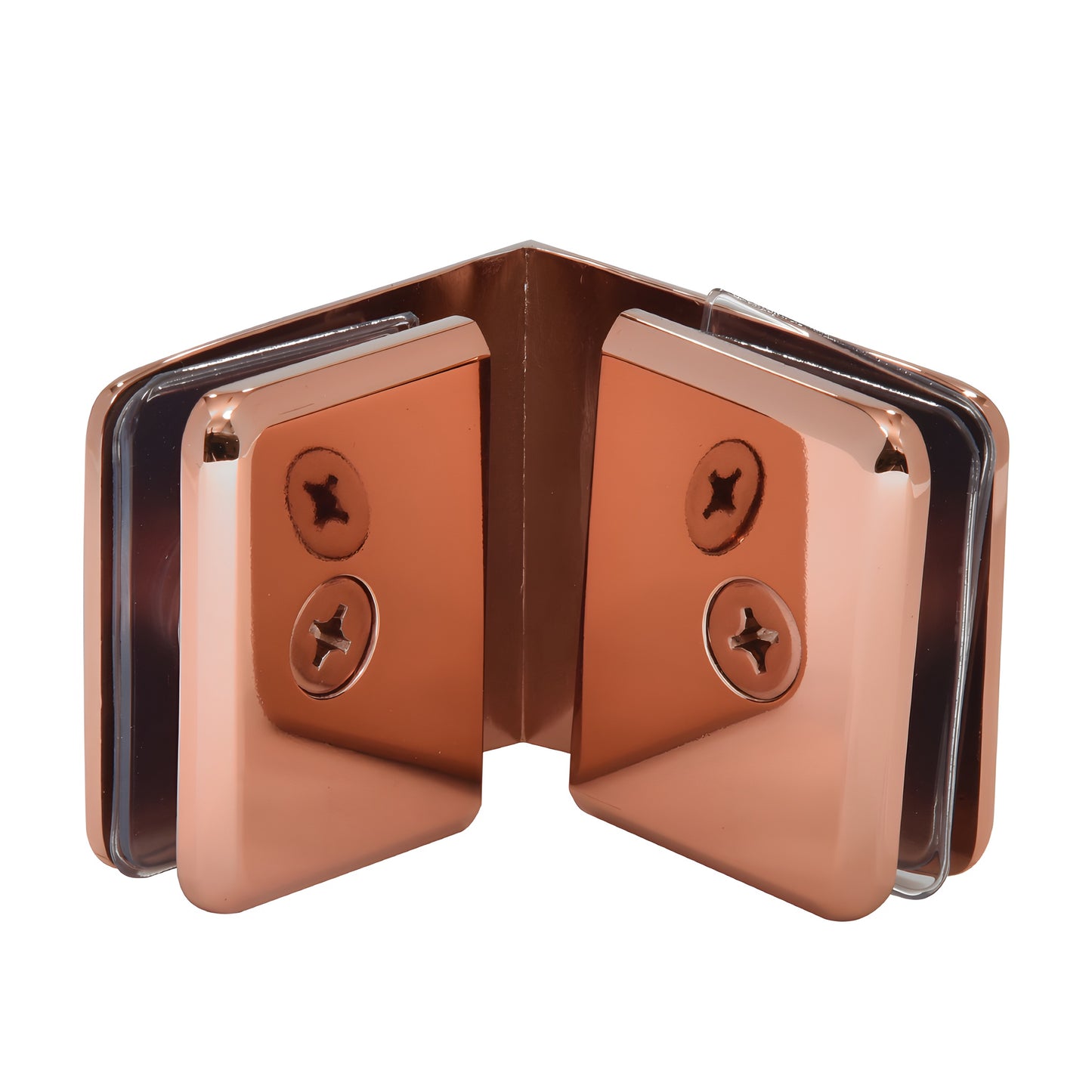 Beveled 90 brass glass-to-glass clamp, matte gun metal finish, for 3/8-1/2 glass - SKU BGC90RG