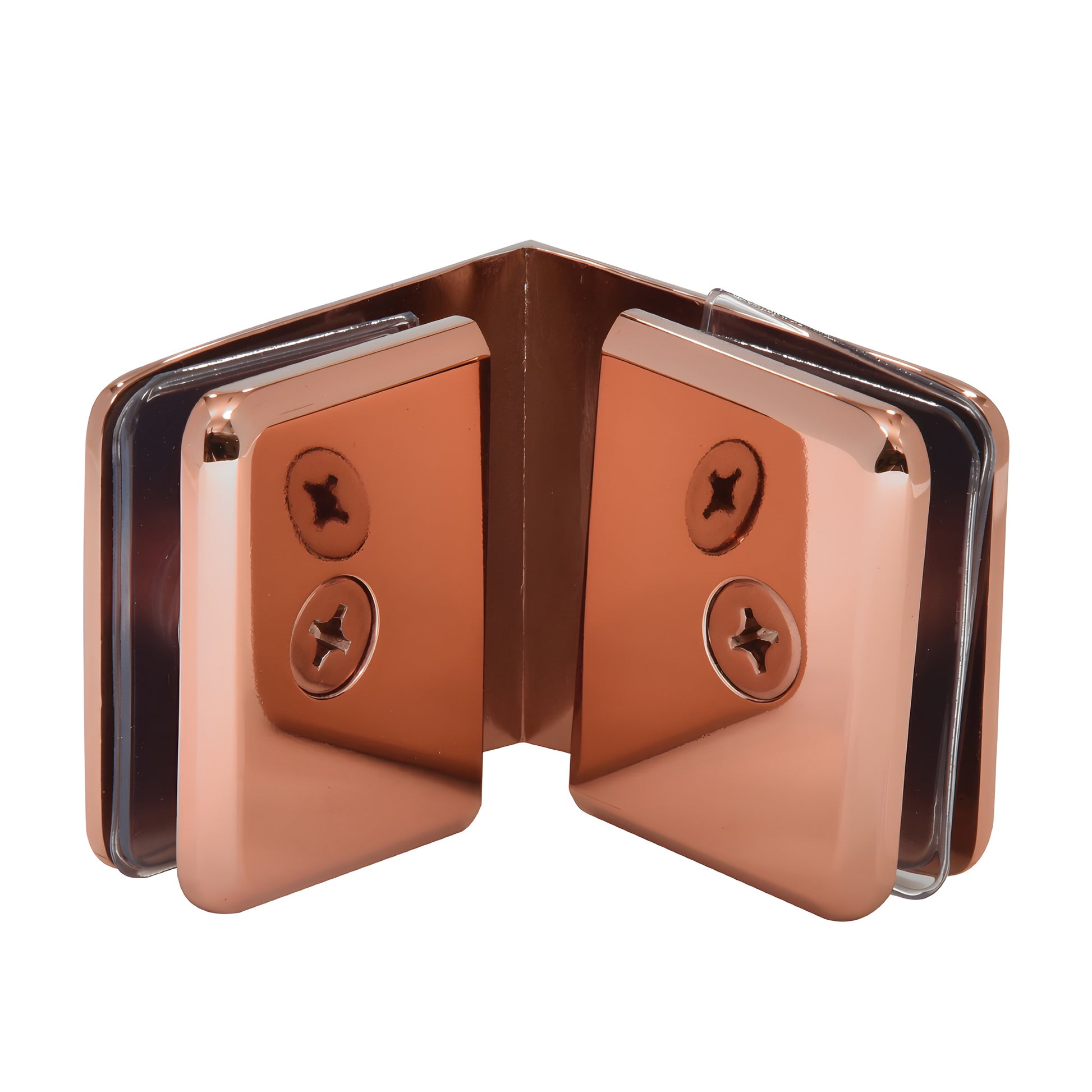 Beveled 90 brass glass-to-glass clamp, matte gun metal finish, for 3/8-1/2 glass - SKU BGC90RG