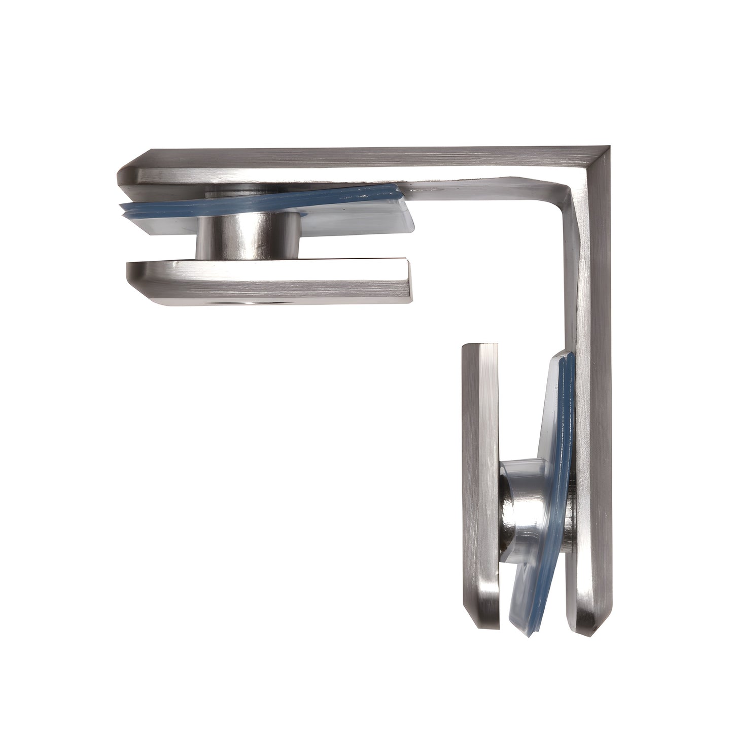 BGC90BN beveled 90 glass-to-glass clamp, brushed nickel solid brass for 3/8-1/2" (10-12mm) tempered glass