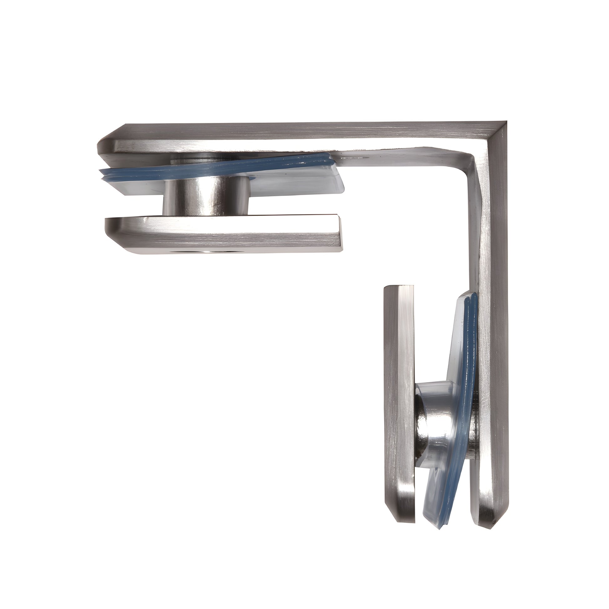 BGC90BN beveled 90 glass-to-glass clamp, brushed nickel solid brass for 3/8-1/2" (10-12mm) tempered glass