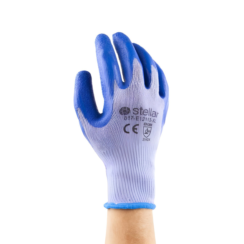Blue Latex Coated Gloves, Sz 08 (Medium)- 12 Pr / Bag - View 1