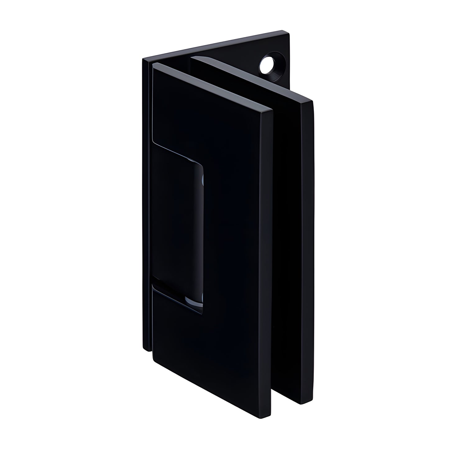 GEN544MBL matte black Geneva self-centering shower hinge, brass wall-mount for 8-12mm glass, 5 preset
