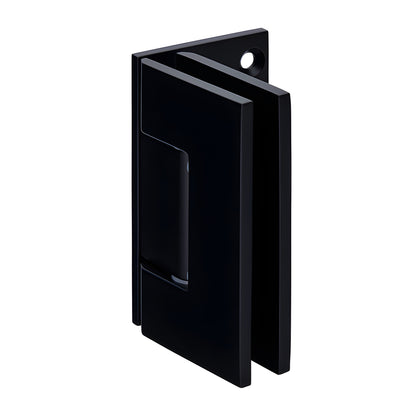 GEN544MBL matte black Geneva self-centering shower hinge, brass wall-mount for 8-12mm glass, 5 preset