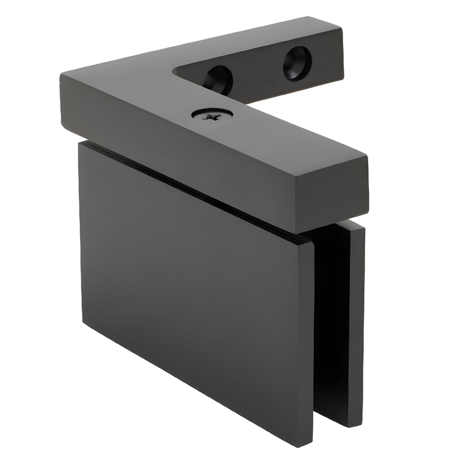 Cardiff squared pivot hinge, oil rubbed bronze brass wall-mount (left-hand) for 8-10mm shower glass - SKU CAR05L0RB