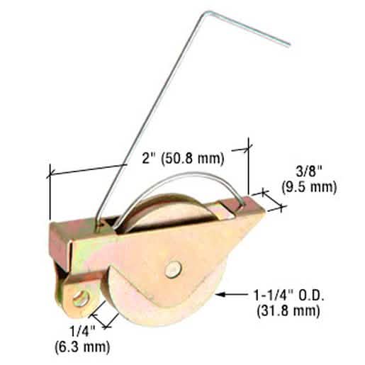 CRL Steel Ball Bearing Sliding Screen Door Roller, 1-1/4" Center Groove, Spring Tension