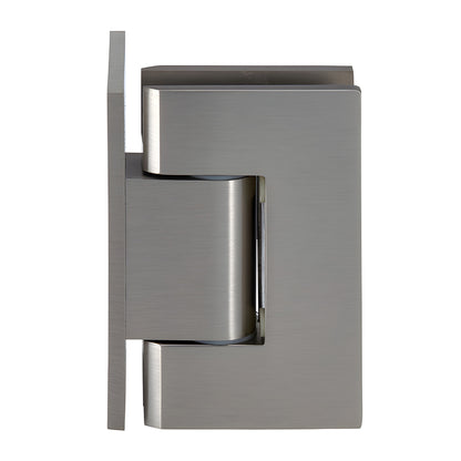 GEN344BN brushed-nickel adjustable Geneva shower door hinge for 8-12mm glass, solid brass, square-edge design.