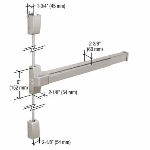 "CRL Aluminum DL770F Surface Vertical Rod Fire Exit Device - Durable, Reliable Safety Solu