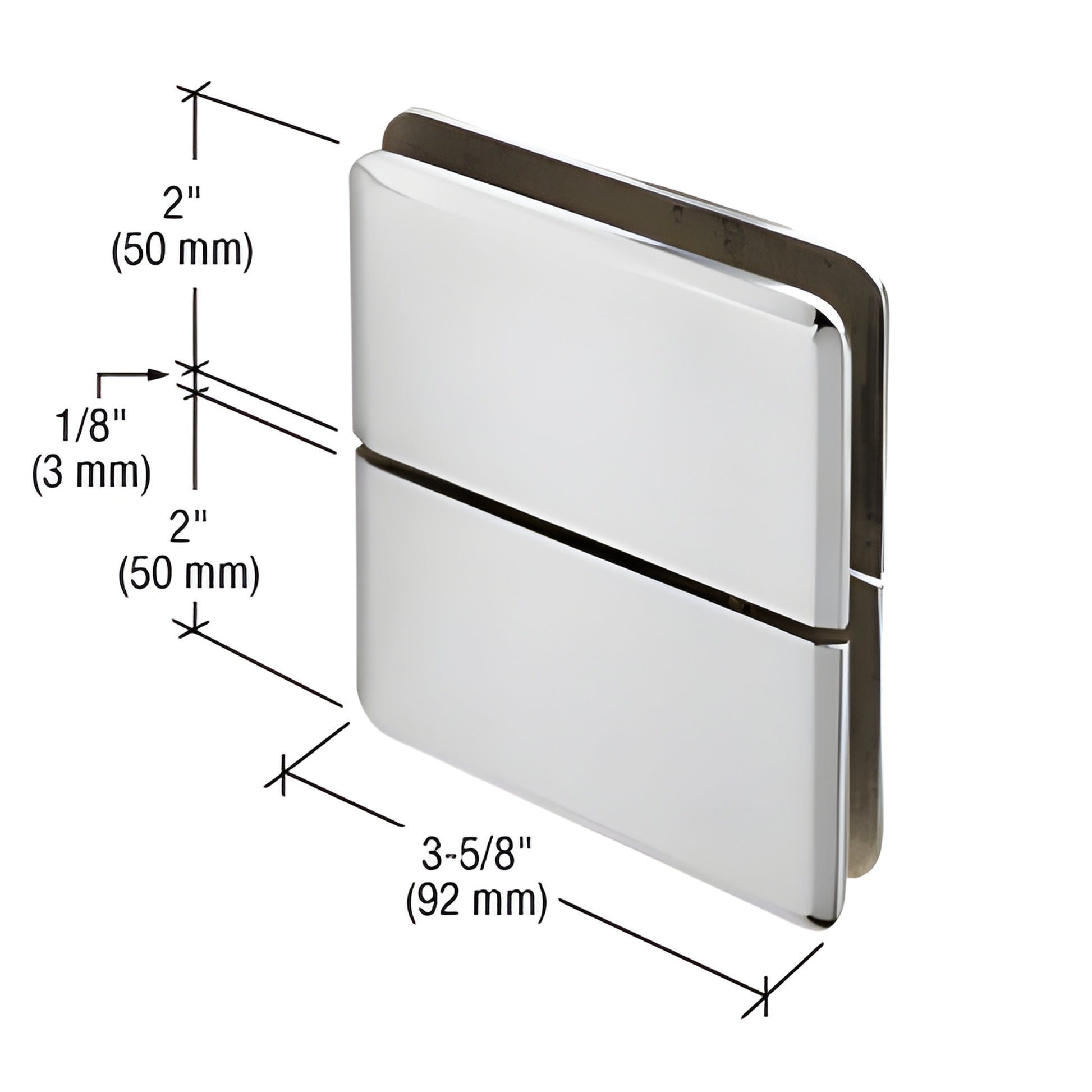 PPH02CH polished chrome beveled glass pivot hinge for 8-10mm glass, self-centering, 3-5/8" wide