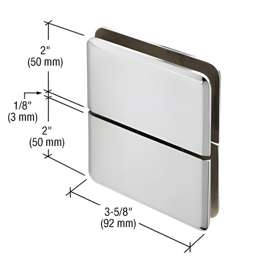 PPH02CH polished chrome beveled glass pivot hinge for 8-10mm glass, self-centering, 3-5/8" wide