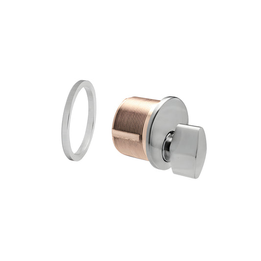 CRL mortise thumbturn cylinder DRA20BS, solid brass 5 pin 1" cylinder with brushed stainless thumbturn and mounting ring