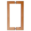 Rose gold square-corner glass door pull handle, 8 in center-to-center, brass tubular construction - SKU SQ8X8RG