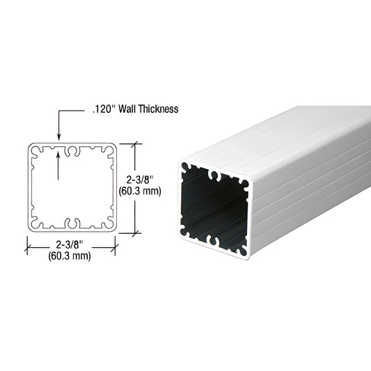 Silver metallic 2-3/8 in (60 mm) square aluminum fascia post, 59 in long, hollow profile with mounting grooves. SKU 1FP48S