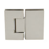 GEN580BN Geneva brushed nickel glass-to-glass shower hinge, solid brass, square-profile, 5 pre-set for 8-12mm glass