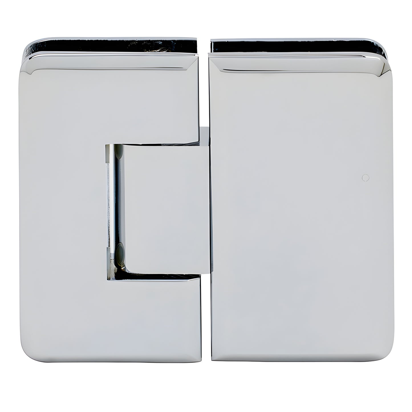 C0L780CH Cologne polished chrome beveled glass-to-glass shower hinge, brass construction, positive-close pivot.