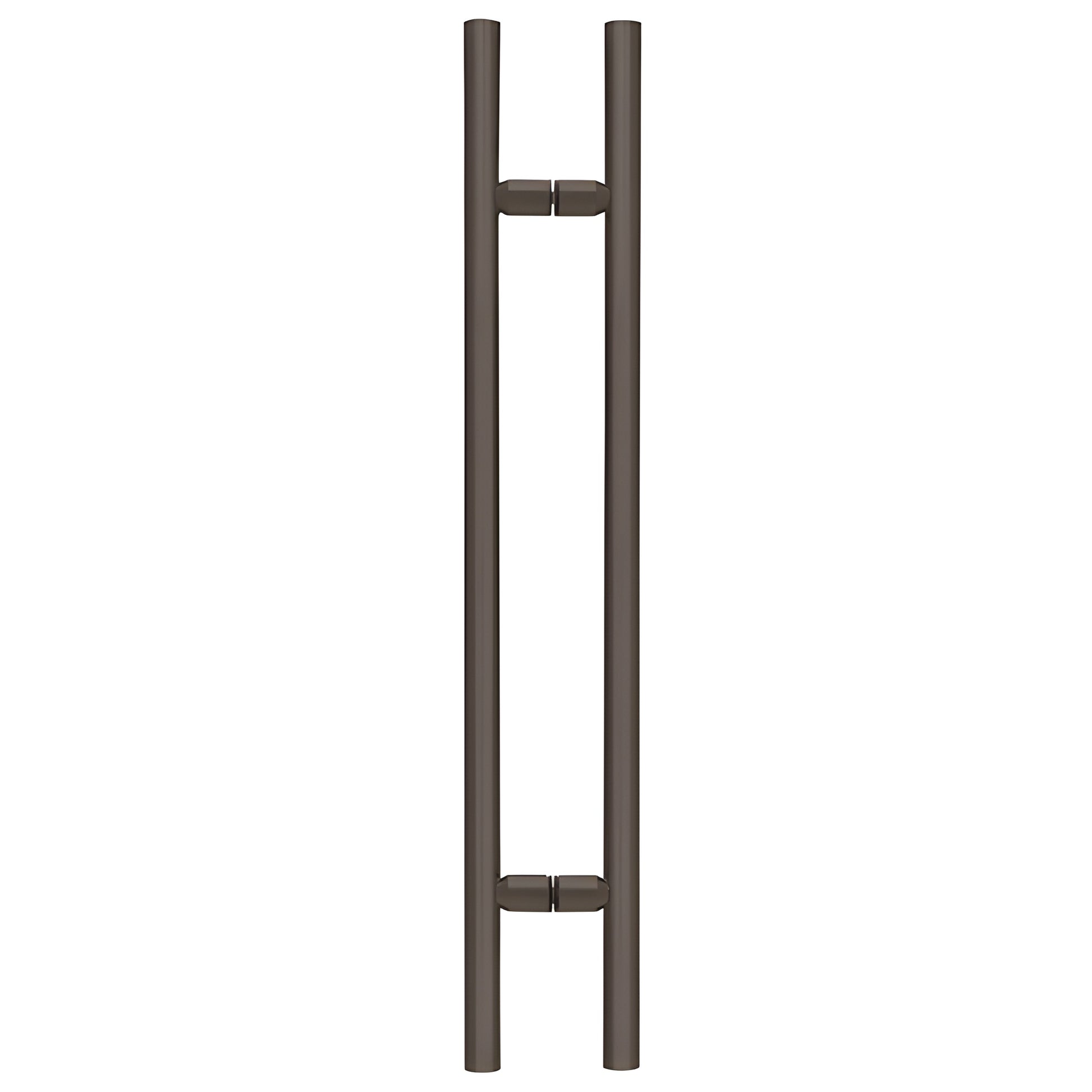 LP480RB oil-rubbed bronze ladder-style tubular shower pull, 48 in tall, 1-1/4 in diameter, back-to-back glass mount