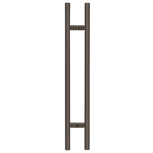 LP480RB oil-rubbed bronze ladder-style tubular shower pull, 48 in tall, 1-1/4 in diameter, back-to-back glass mount