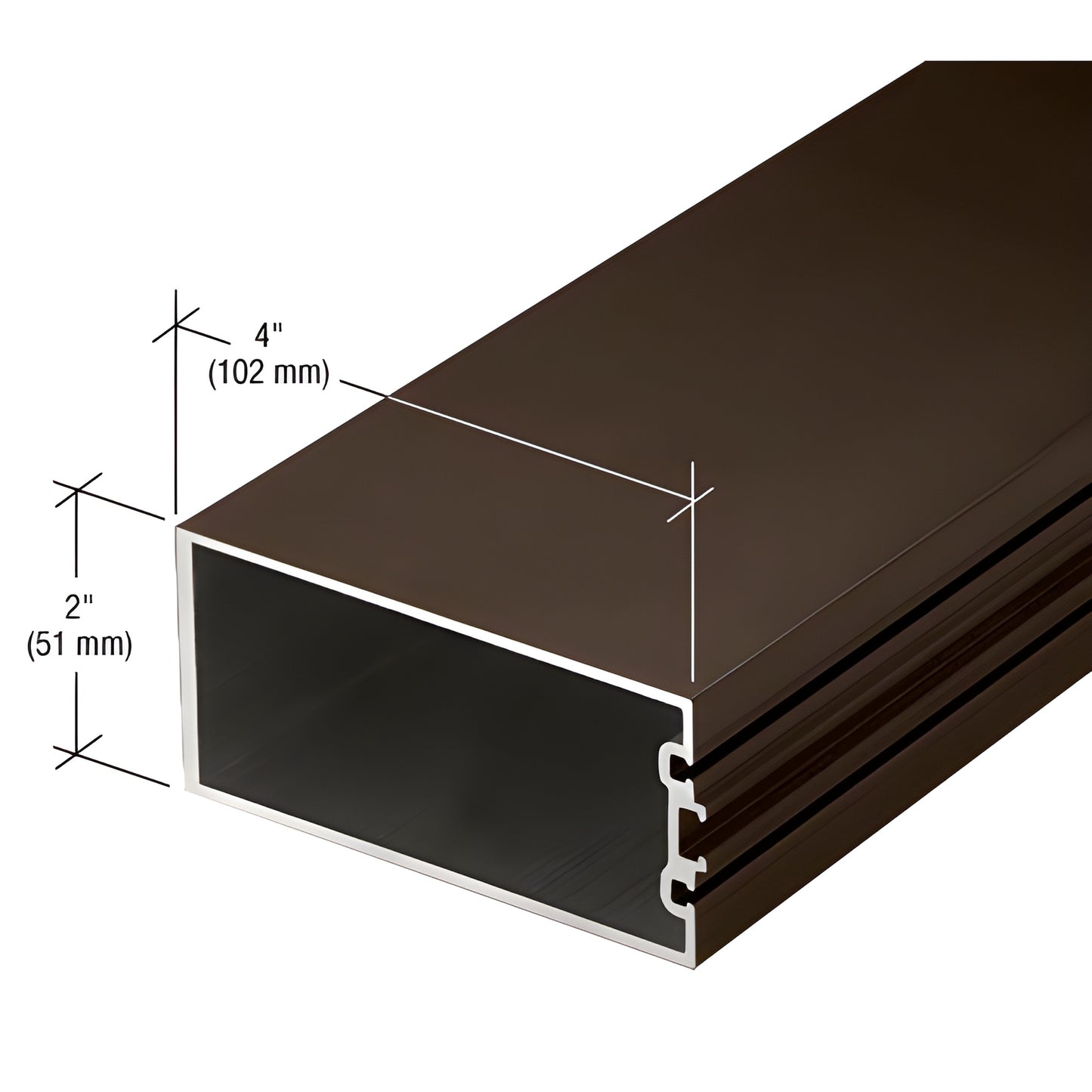 CRL U.S. Aluminum extrusion CW26422 - black bronze anodized 4x2" hollow curtain-wall profile with gasket grooves