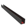 Matte black U-channel (SKU: GPU1230MBL) for 1/2" (12mm) glass, 118" length, with red 3M VHB tape inside.