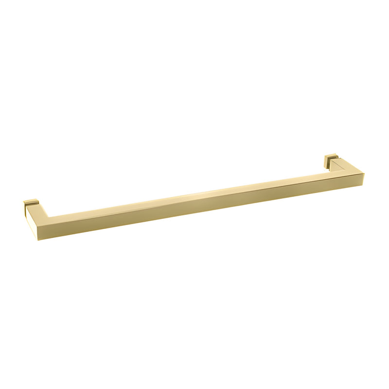 CRL SQ24 square corner single sided 24" unlacquered brass towel bar for frameless glass doors (SKU: SQ24ULBR)