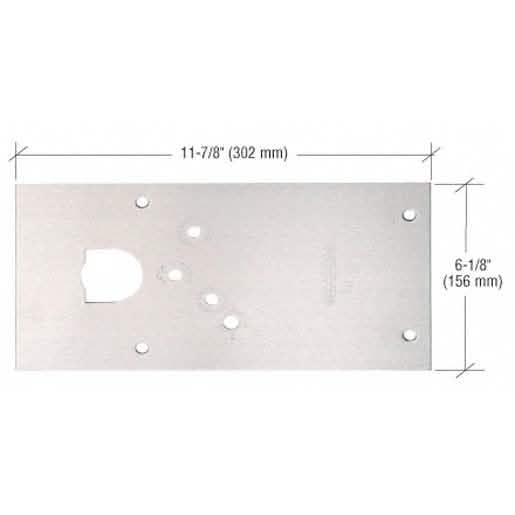 Satin Chrome Rixson® 28 Series Left Hand Floor Door Closer Cover Plate - Center-Hung