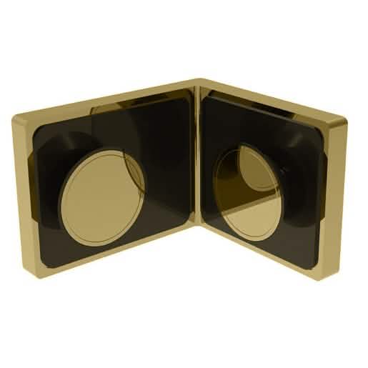 Satin Brass Lugano Glass-to-Glass Bracket - Sleek, Durable Support for Modern Interiors