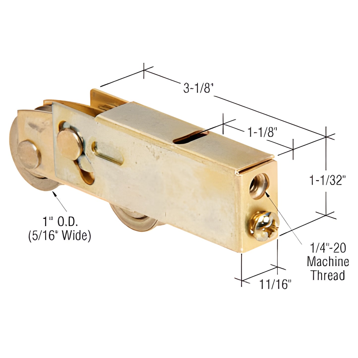 D1979 CRL tandem sliding glass door roller assembly - adjustable steel housing with 1" concave steel rollers.