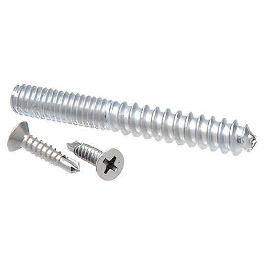 RSP3PS stainless steel hanger bolt and two self-drilling Phillips screws for CRL handrail brackets