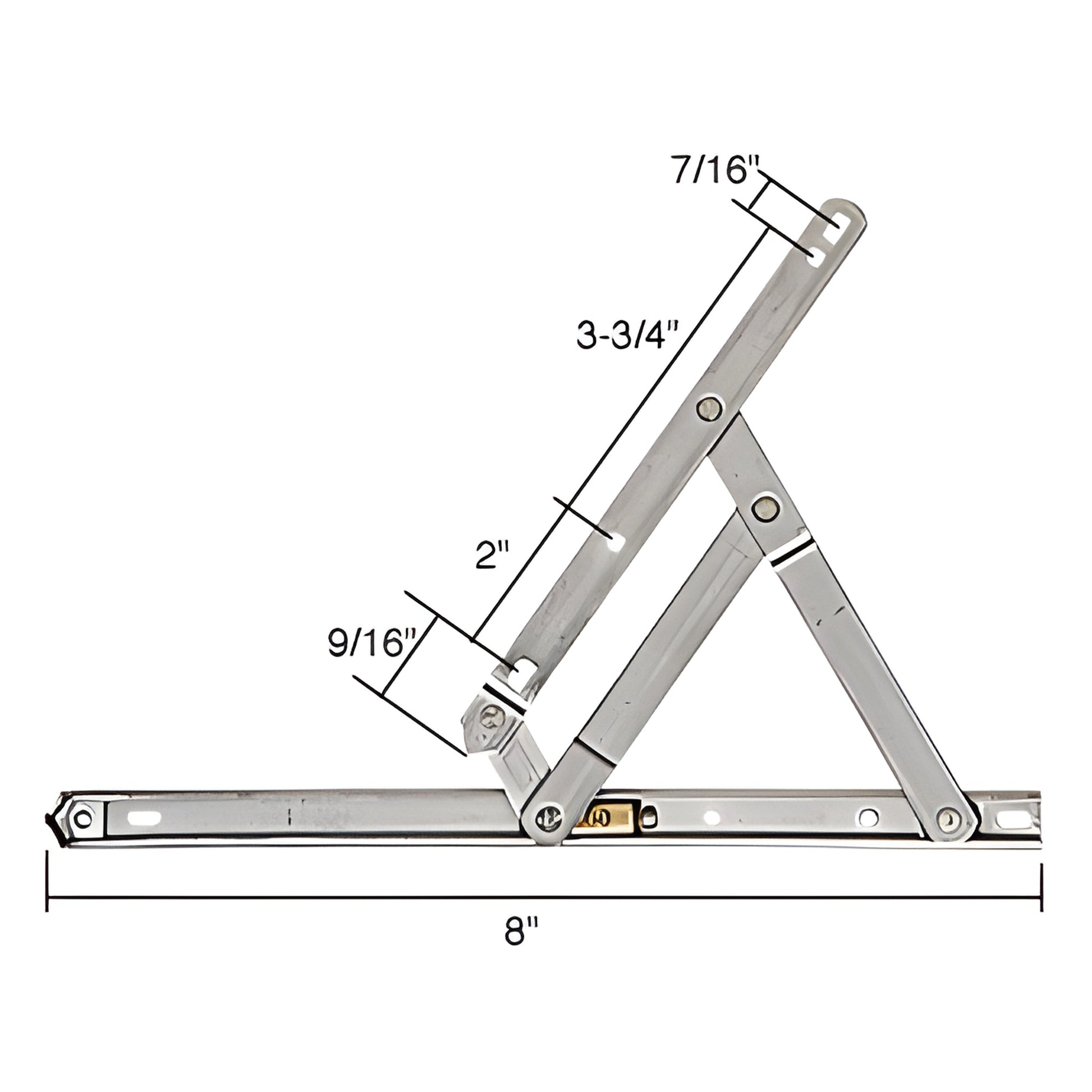 CRL stainless steel 4-bar window hinge set (SKU H3626), 8" hinge length for project-out awning and casement windows.