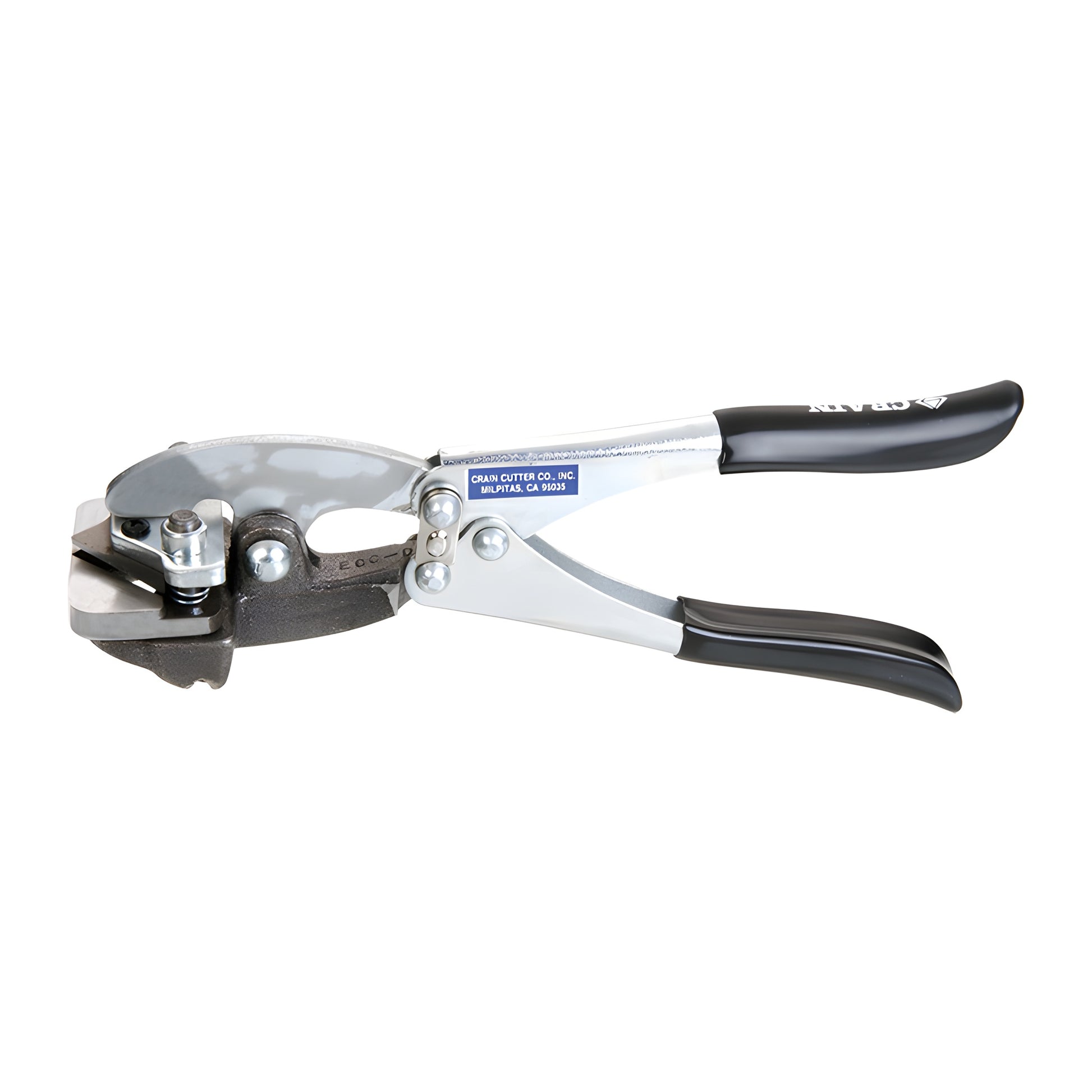 MT702 single-cut miter tool, handheld plier-style cutter with chrome body and black grips for stainless-steel trim.
