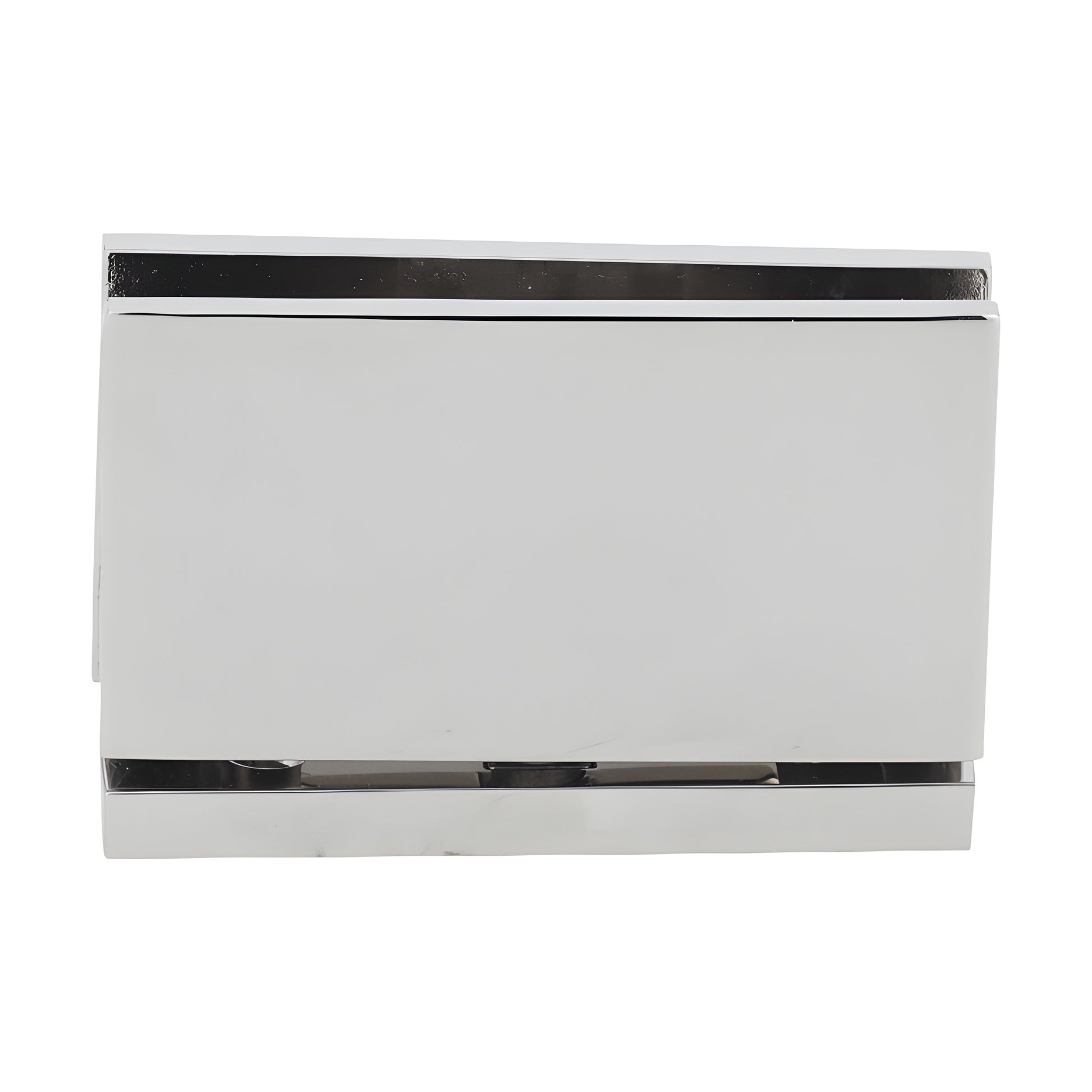 Polished nickel squared brass Cardiff pivot shower door hinge (CAR01PN) for 8-10mm tempered glass, 2in high.