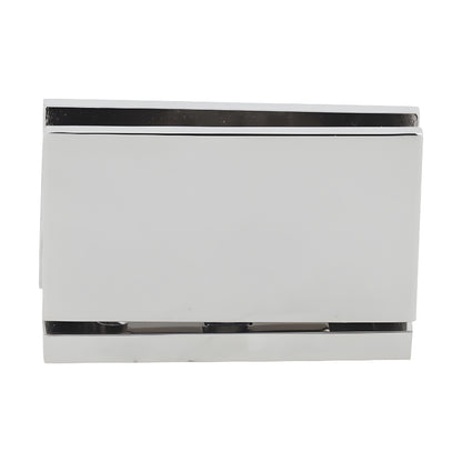 Polished nickel squared brass Cardiff pivot shower door hinge (CAR01PN) for 8-10mm tempered glass, 2in high.