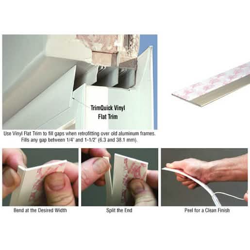 CRL Almond TrimQuick® 1-3/4" Flat Vinyl Trim - Durable, Easy Installation, Modern Finish