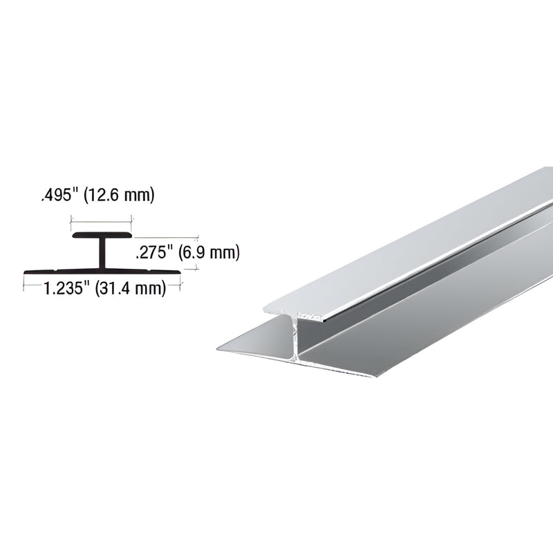 D901BA bright anodized aluminum mirror divider bar, T profile 1.235" x .275", 12 ft stock length