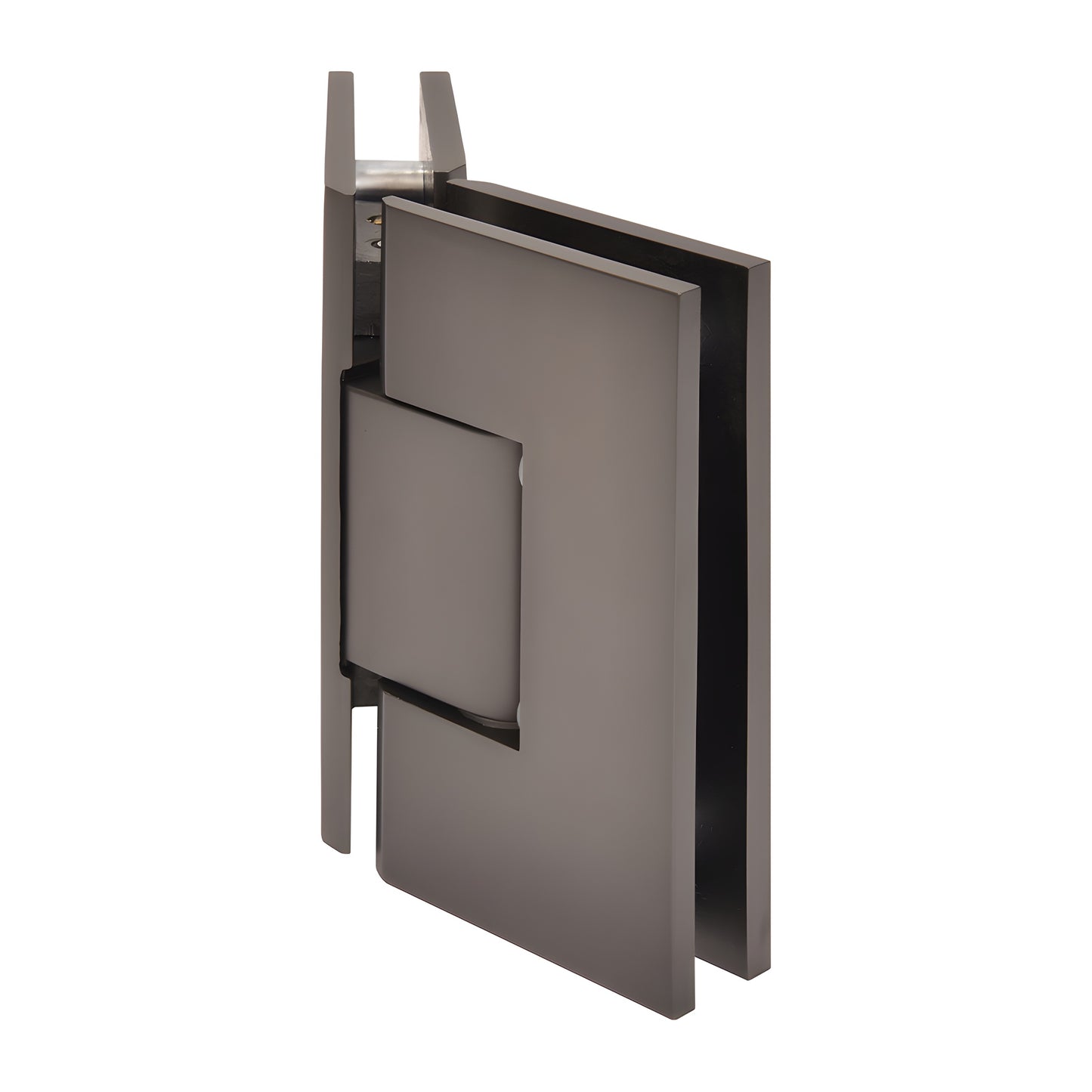 Matte gun metal Vienna 135 glass-to-glass brass shower hinge (V1E045MGM) for 3/8 to 1/2 in. glass